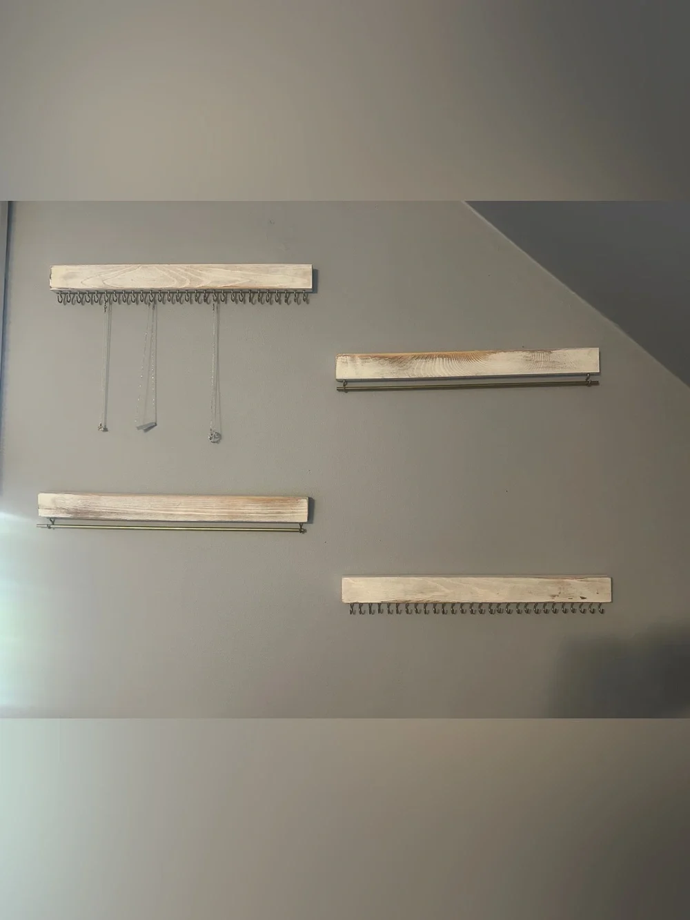 Wooden Jewelry Rack Wall Organizer in Whitewash